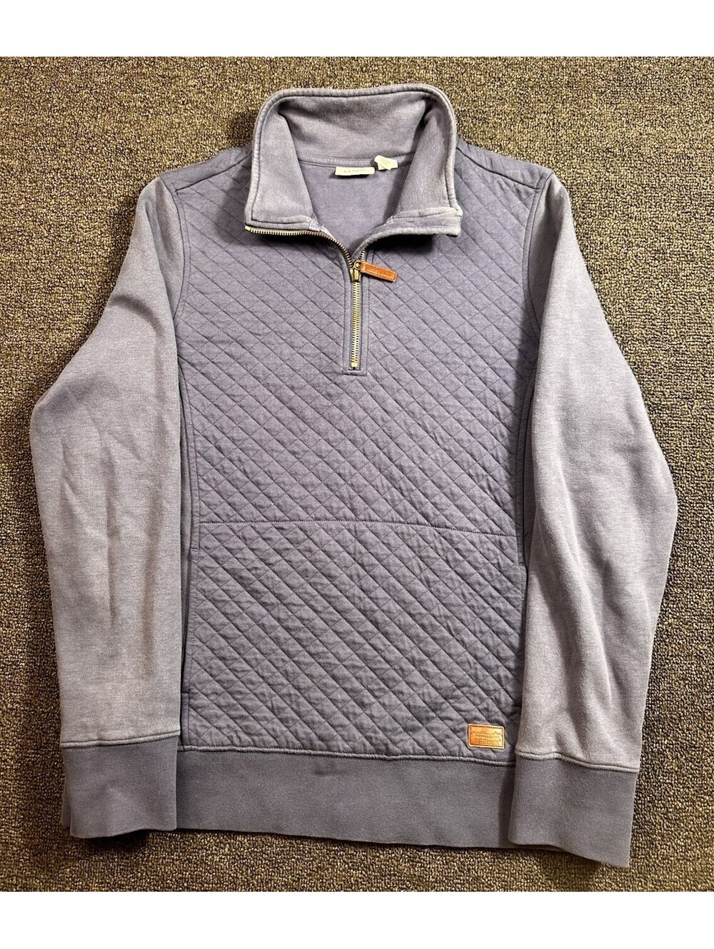 LL Bean Quilted Quarter Zip Pullover Sweatshirt M Reg Blue